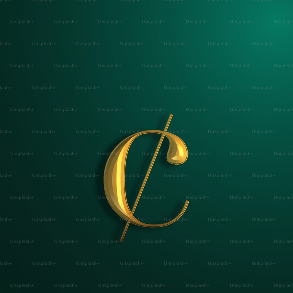 La letra C en oro sobre fondo verde