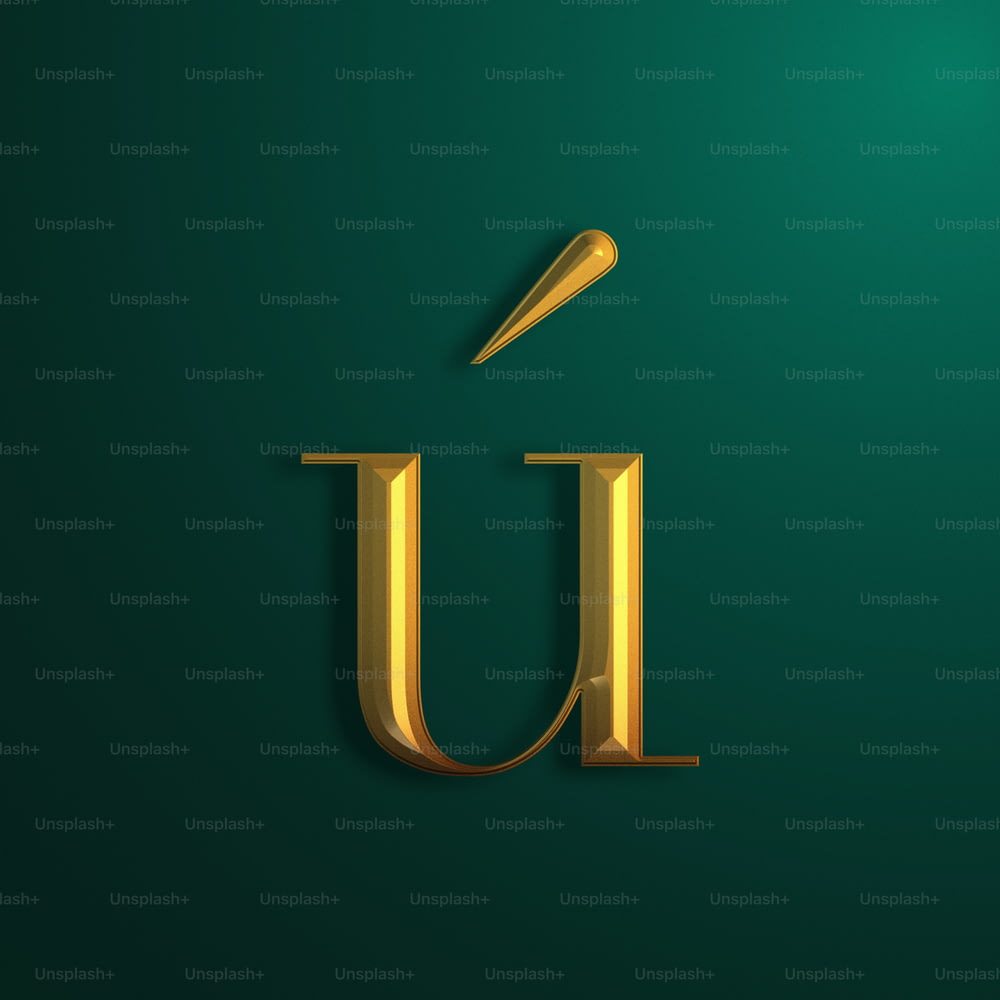 the letter u is made up of gold foil