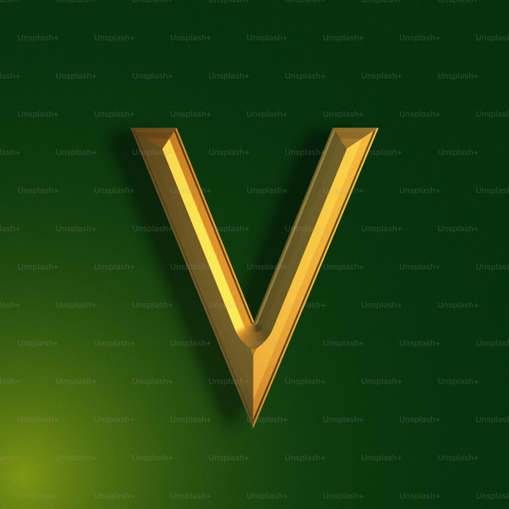 ein goldenes V auf grünem Hintergrund