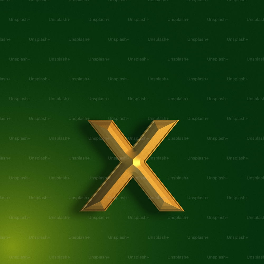 ein goldenes X-Symbol auf grünem Hintergrund