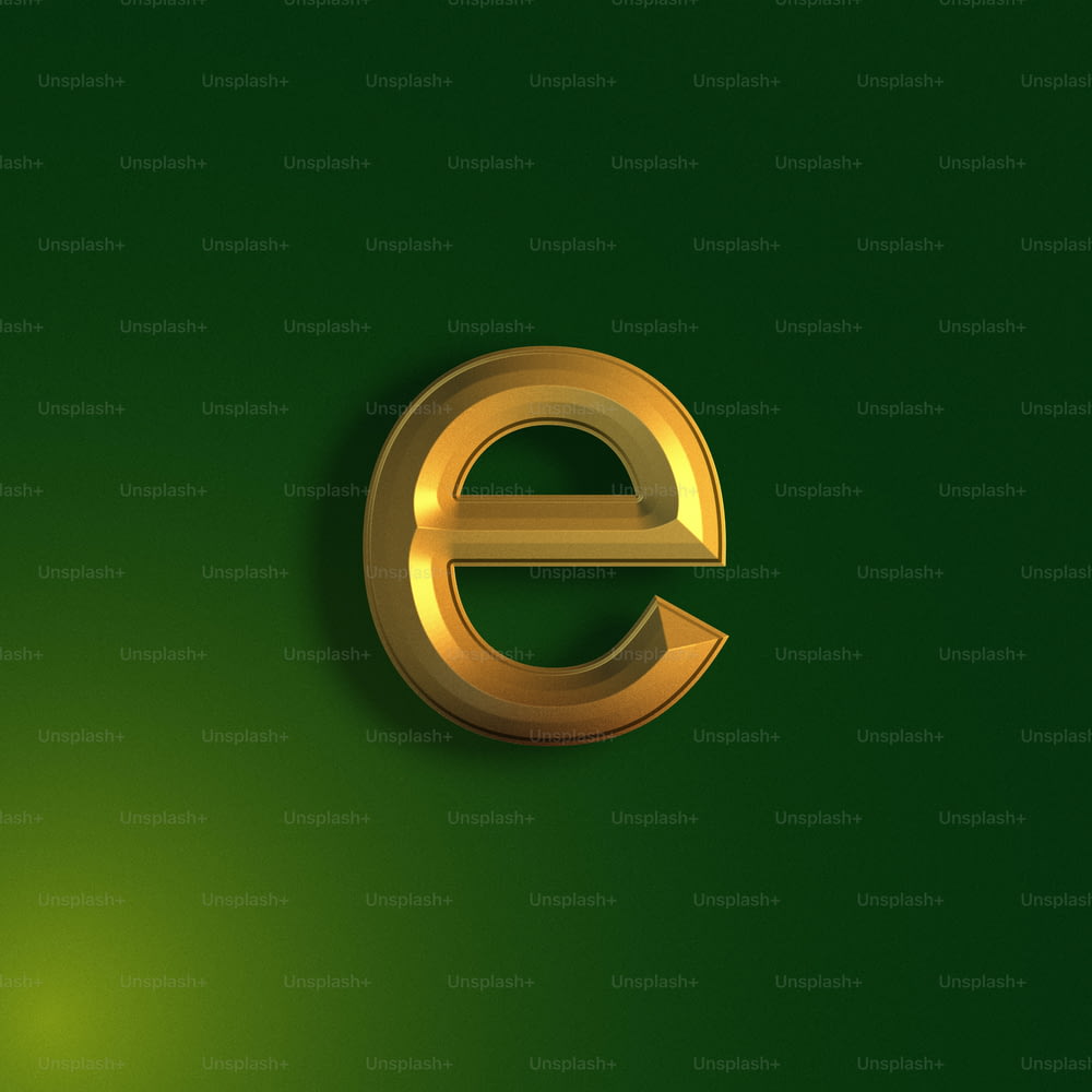 une lettre E dorée sur fond vert