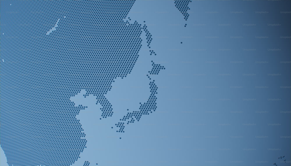 Une carte du monde en pointillés bleus
