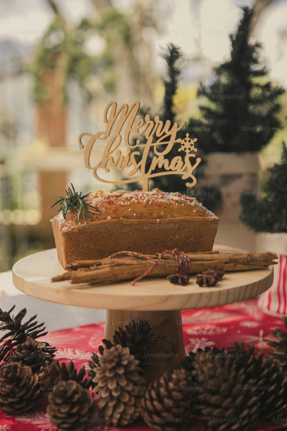 a cake with a merry christmas sign on top of it