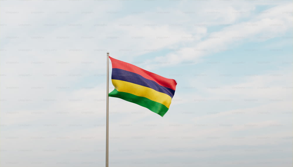 Un drapeau de couleur arc-en-ciel flottant au vent