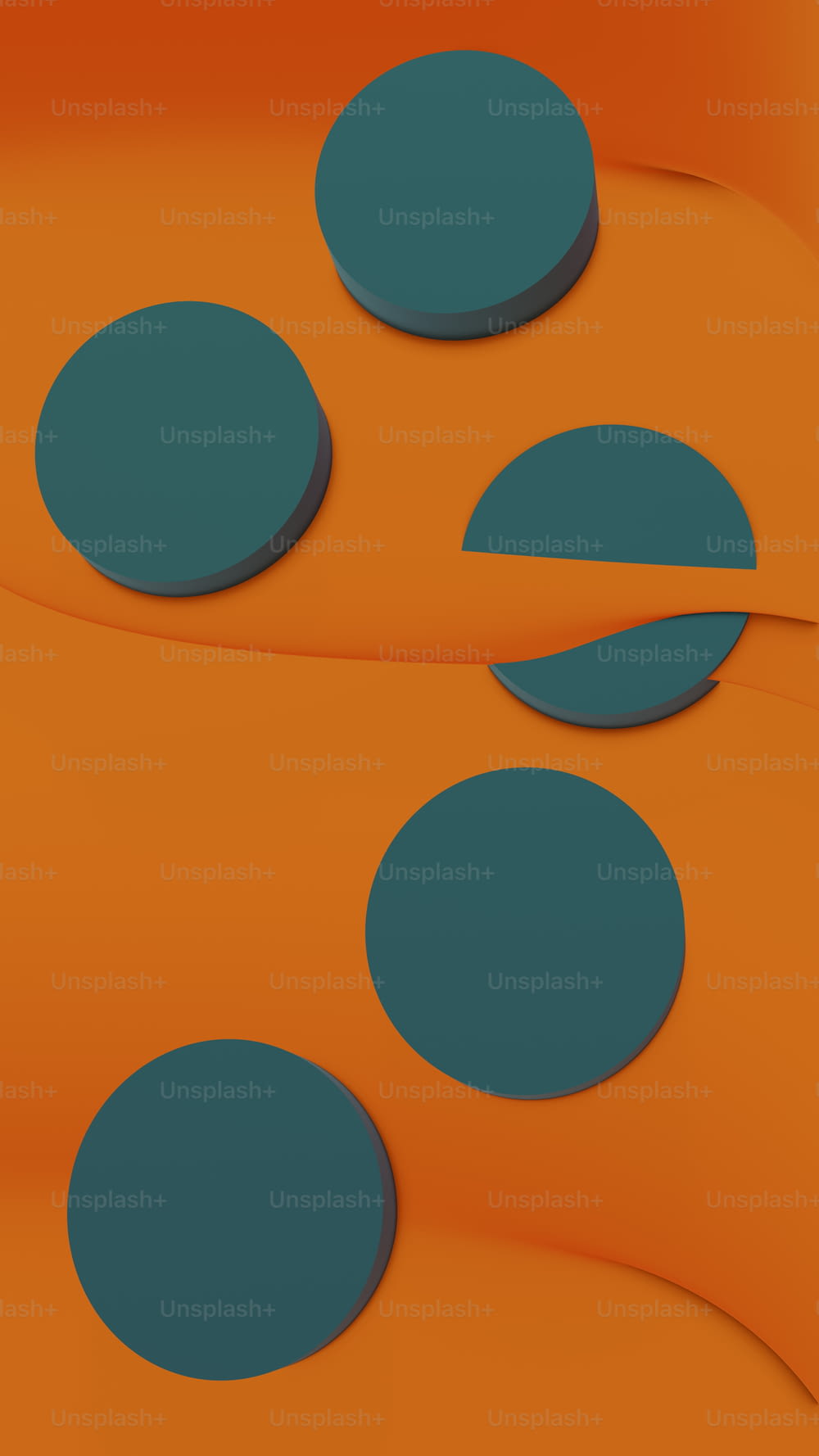 un fond orange avec des cercles bleus dessus