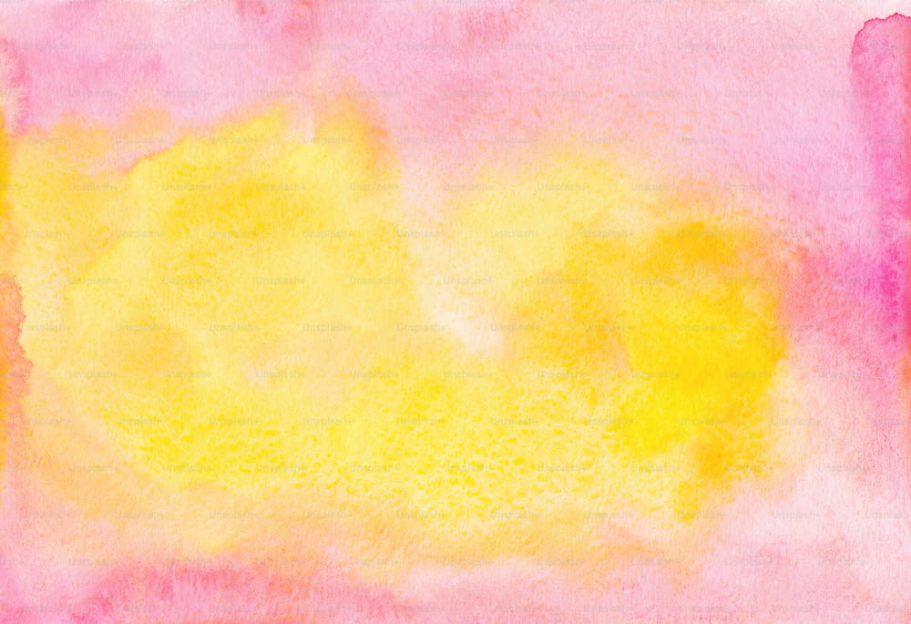 a watercolor painting with yellow and pink colors