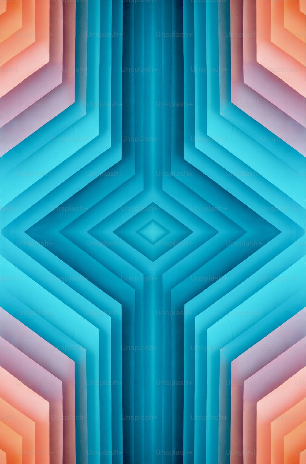 an abstract image of a blue, orange, and pink pattern