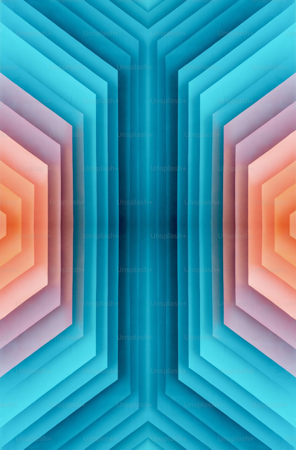 an abstract image of a blue and orange hexagonal structure