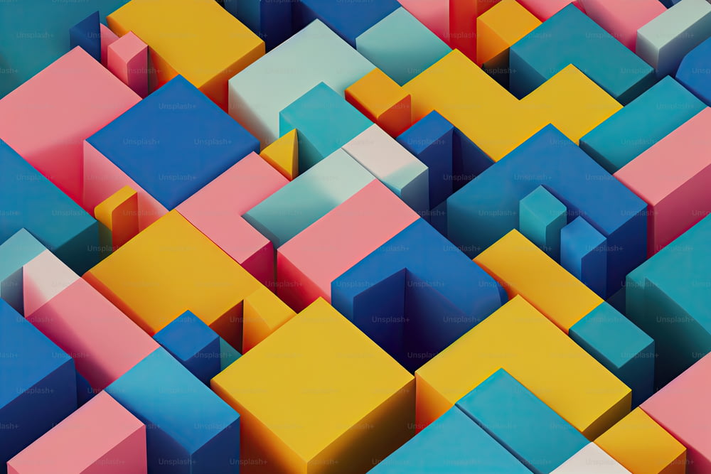 a colorful abstract painting of squares and rectangles