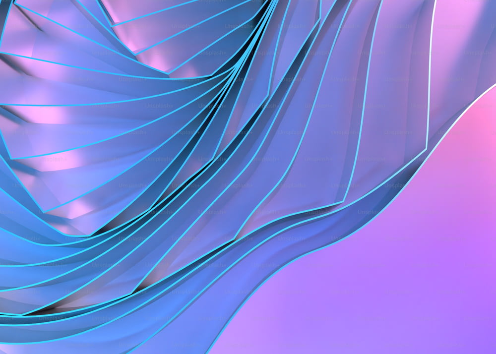 an abstract blue and pink background with wavy lines