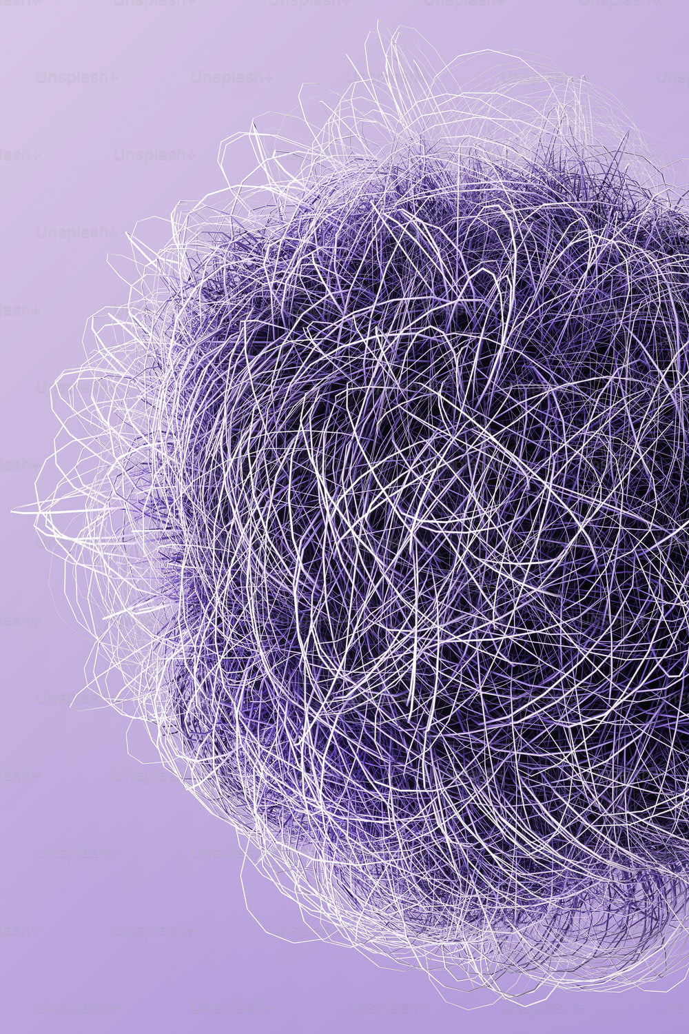 a ball of yarn on a purple background