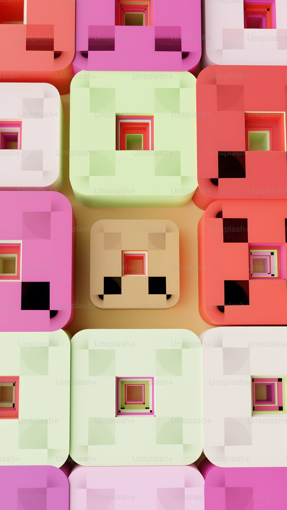 Un grupo de bloques de diferentes colores sentados uno al lado del otro