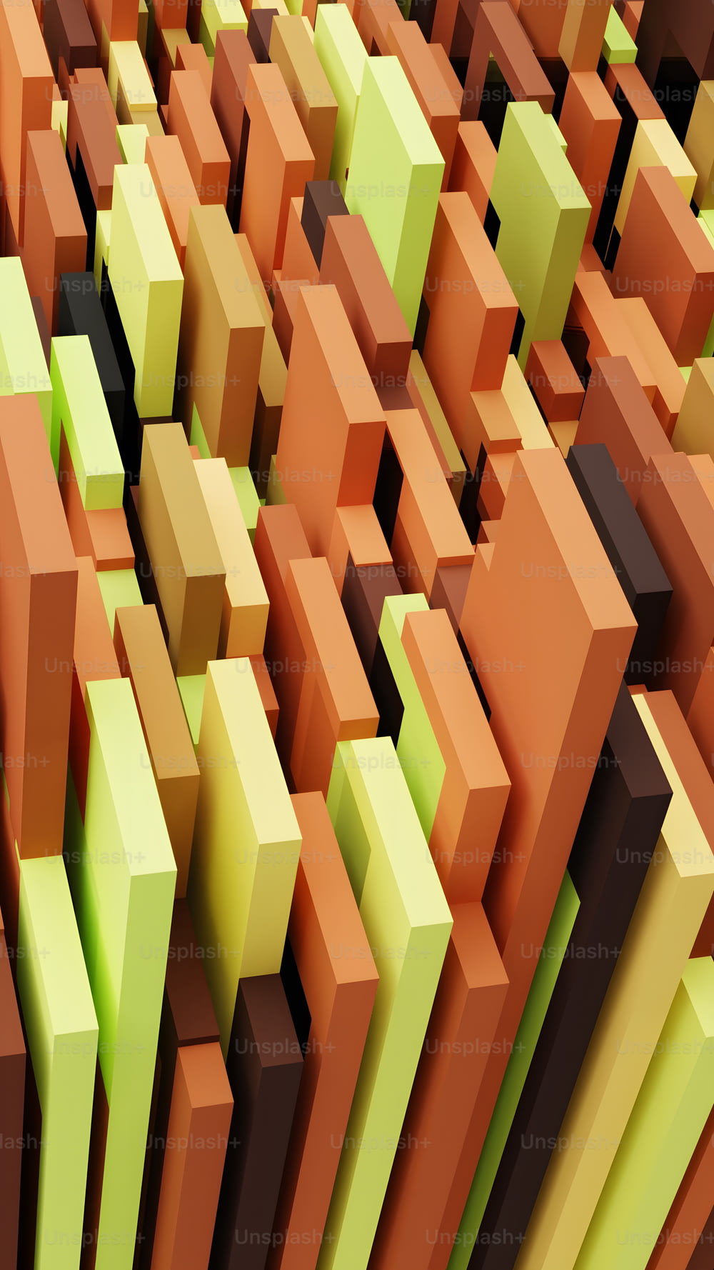 a large group of orange and green blocks