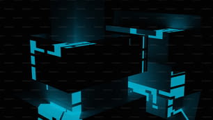 Un fond abstrait noir et bleu avec des cubes