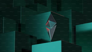 Un'immagine 3D di un diamante in una scatola verde