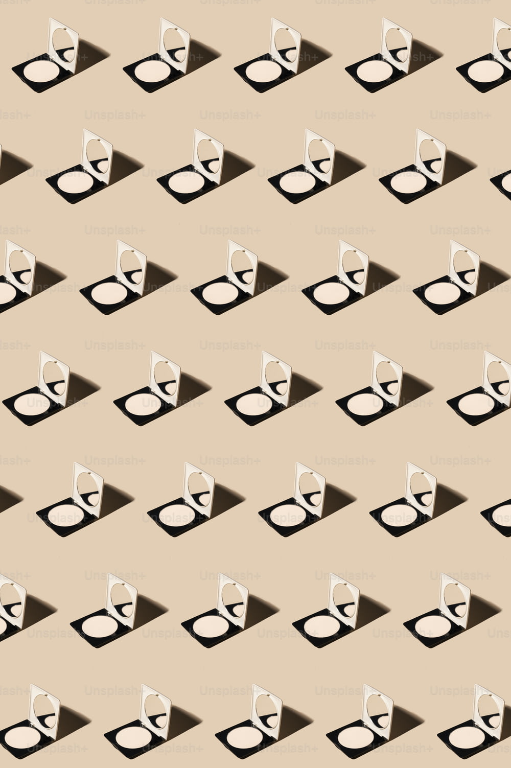 a pattern of glasses and music notes on a beige background