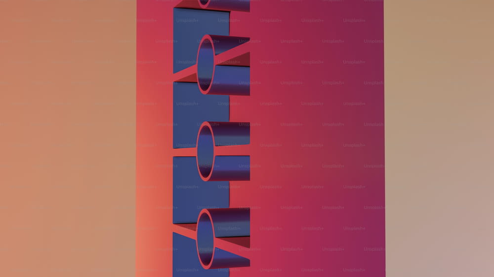 a pink, blue, and orange wall with a sign on it