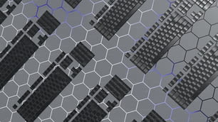 Ein computergeneriertes Bild einer Reihe hexagonaler Strukturen
