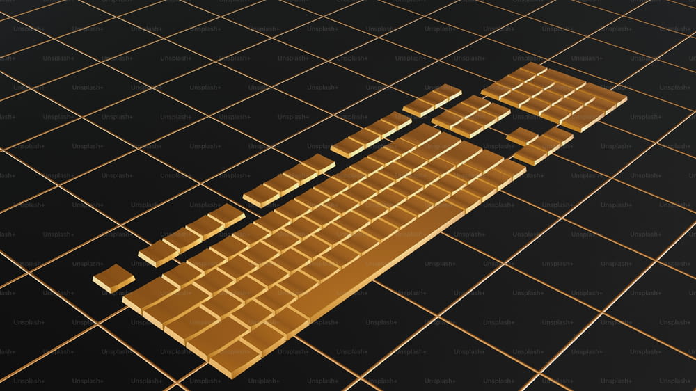 um teclado de computador em um piso de azulejos