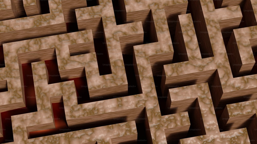 un'immagine generata al computer di un labirinto di legno
