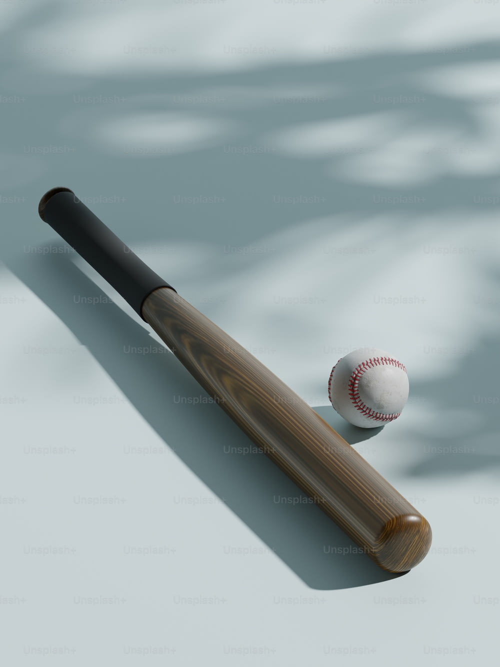 une batte de baseball et une balle de baseball sur une table