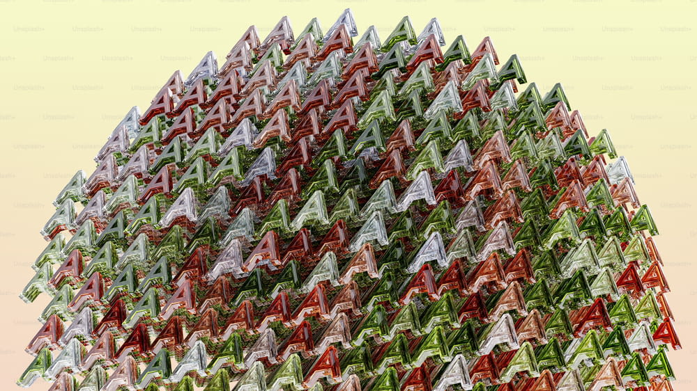 Ein mehrfarbiges abstraktes Bild einer dreieckigen Struktur