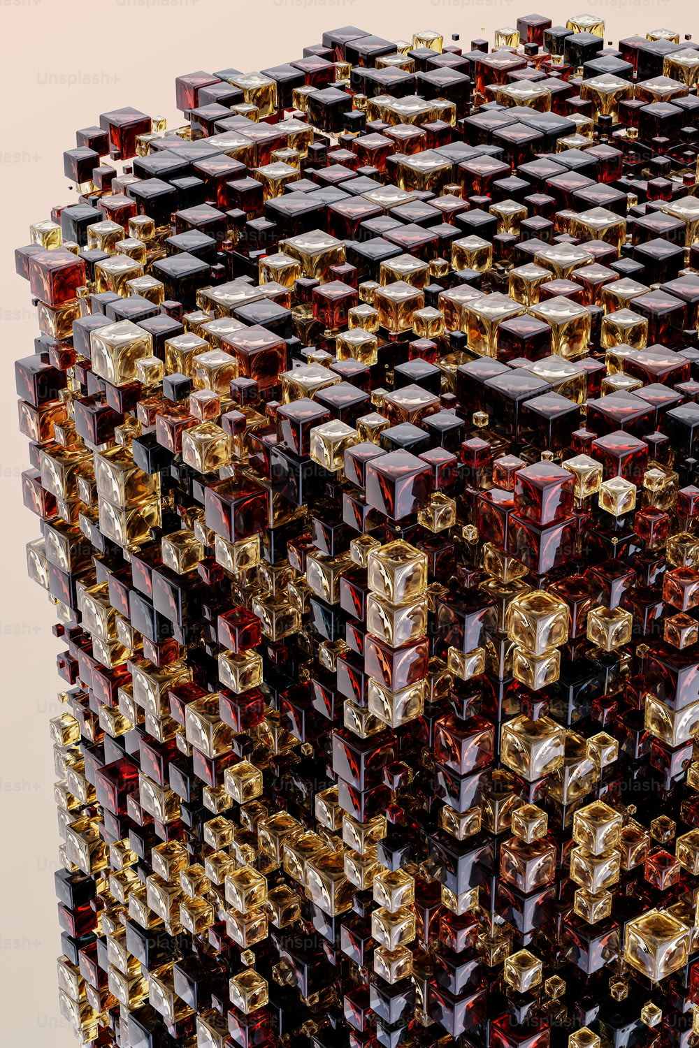 um close up de um objeto muito complexo feito de cubos