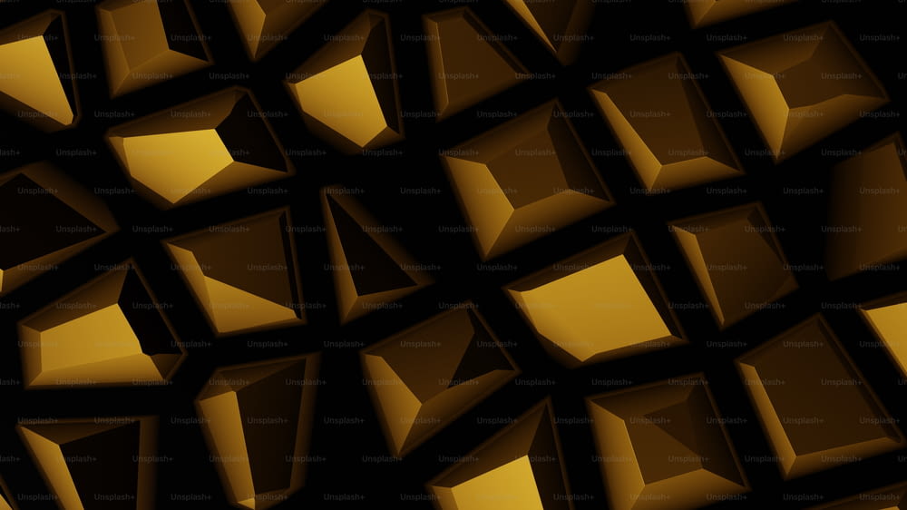 a black and gold background with a lot of cubes