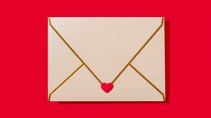 a white envelope with a red heart on it