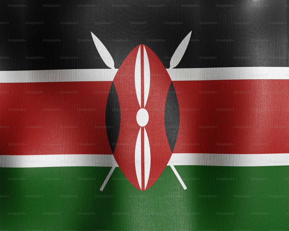 the flag of kenya with two crossed swords