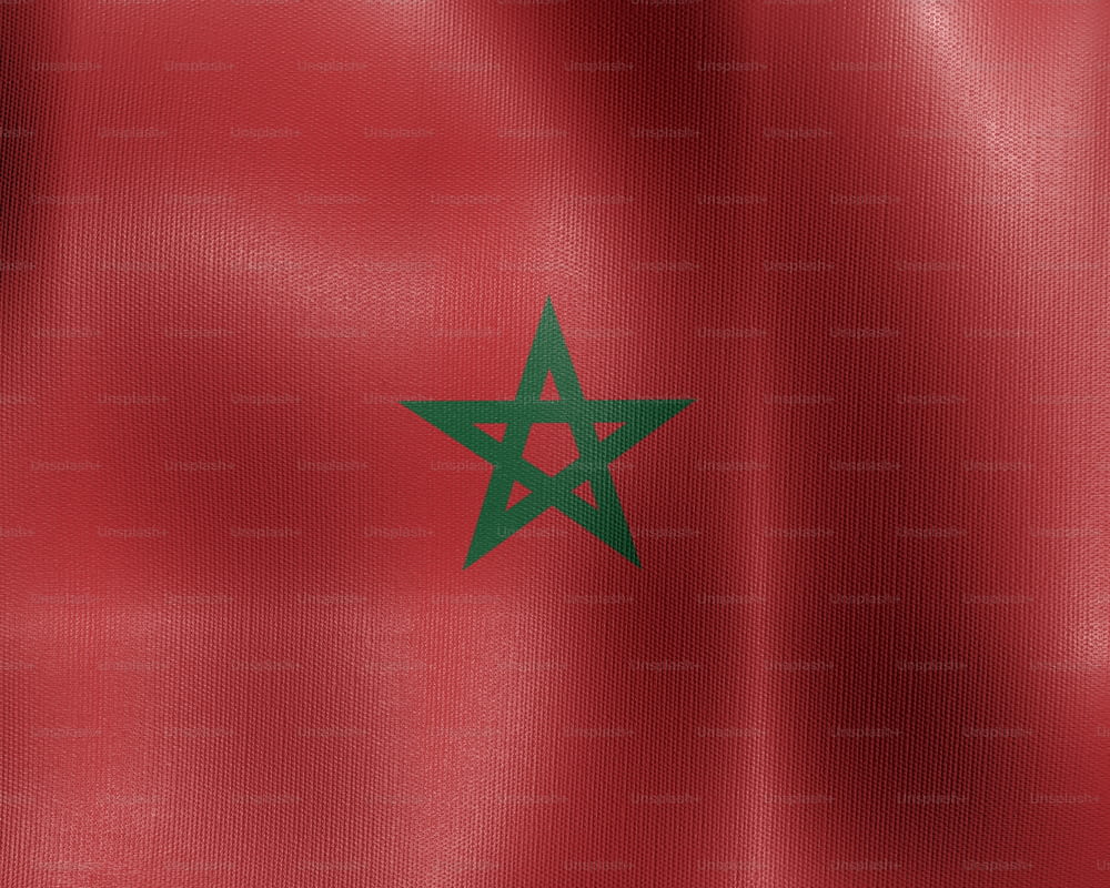 Die Flagge Marokkos weht im Wind