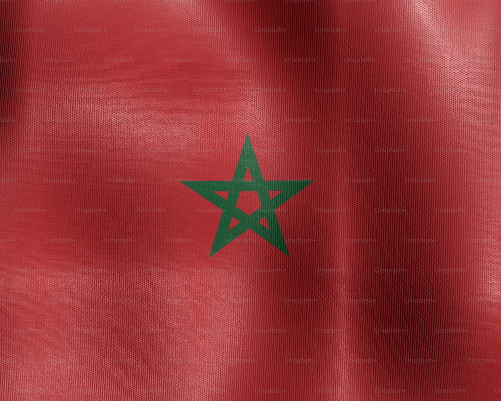 the flag of morocco is waving in the wind