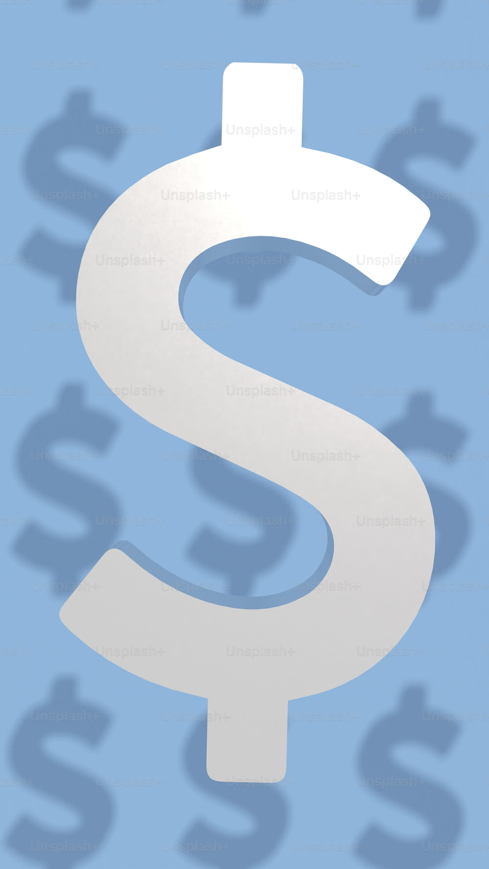 a white dollar sign is shown on a blue background