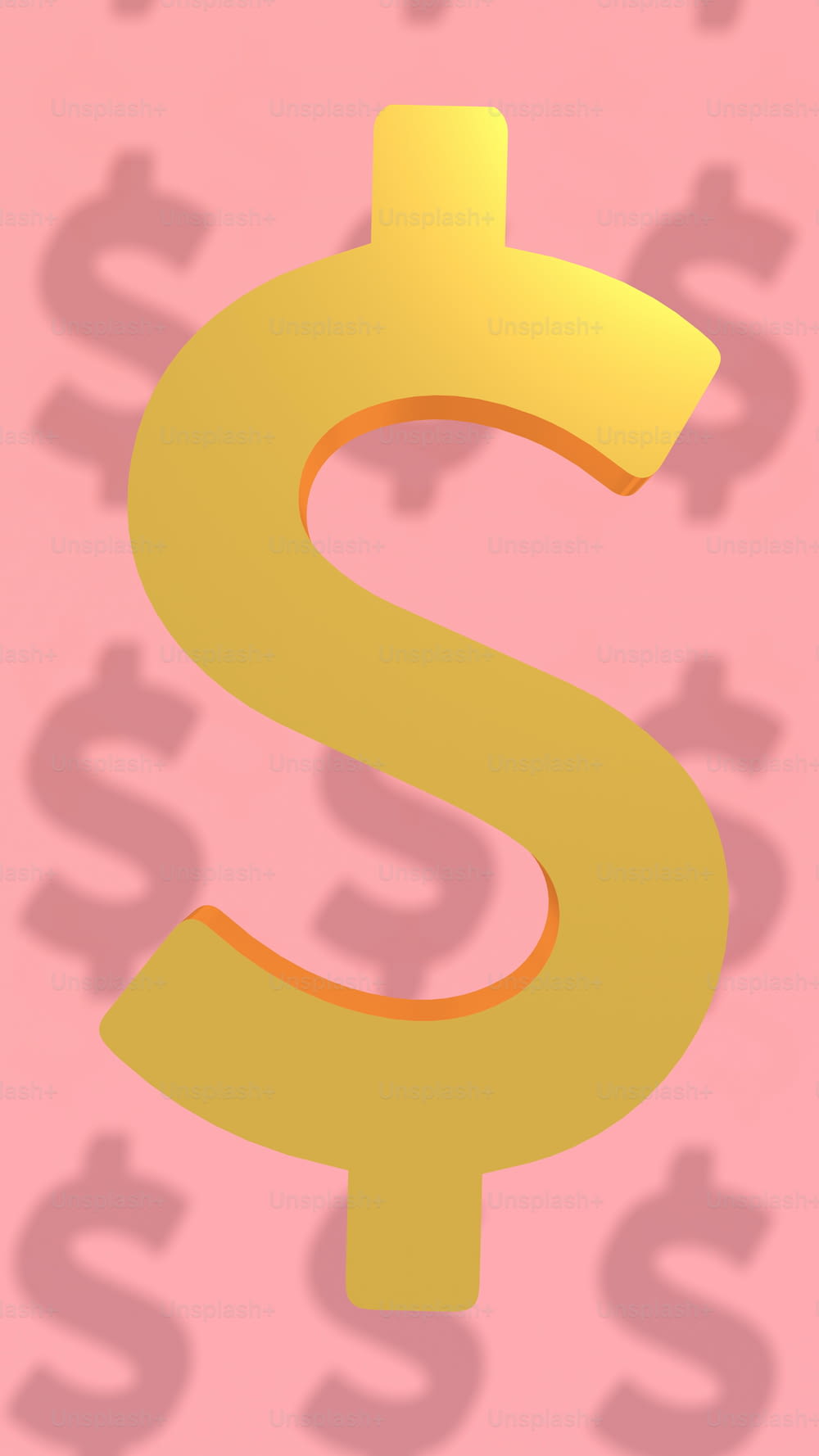 the shadow of a dollar sign on a pink background