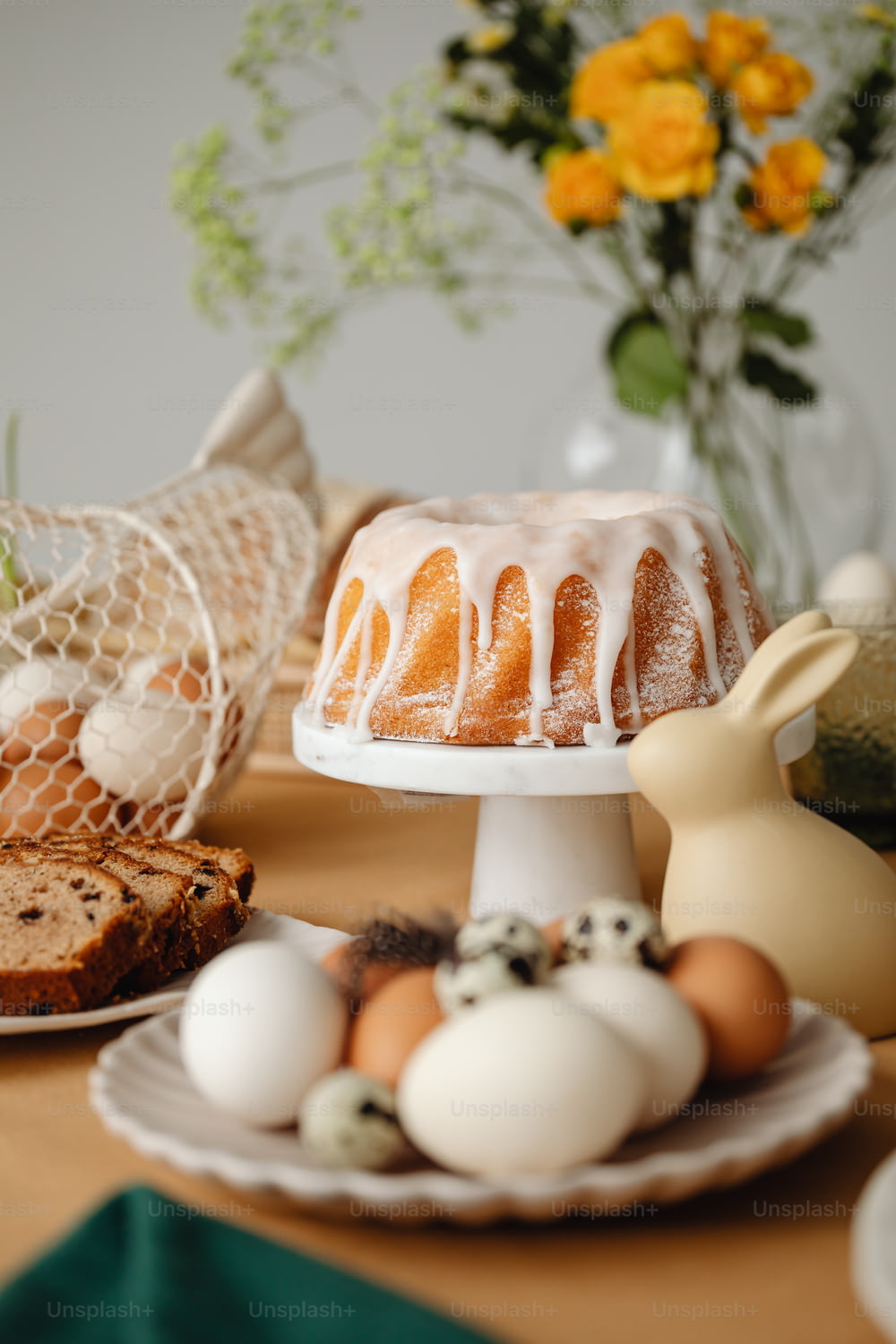 a bundt cake sitting on top of a white plate