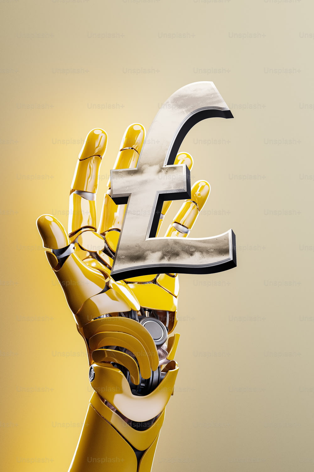 Eine Roboterhand, die ein Bitcoin-Symbol hält
