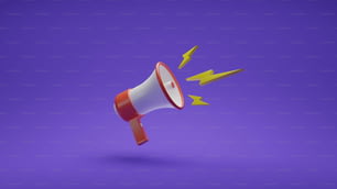 a red and white megaphone with yellow arrows coming out of it