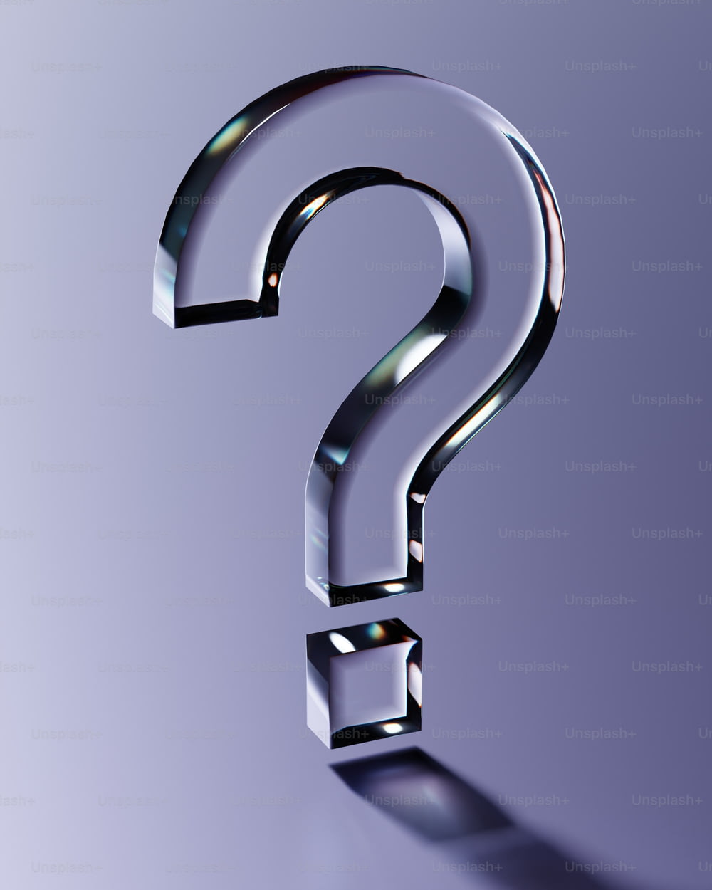 a shiny question mark on a purple background