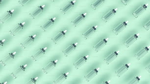 a pattern of glass bottles on a green background