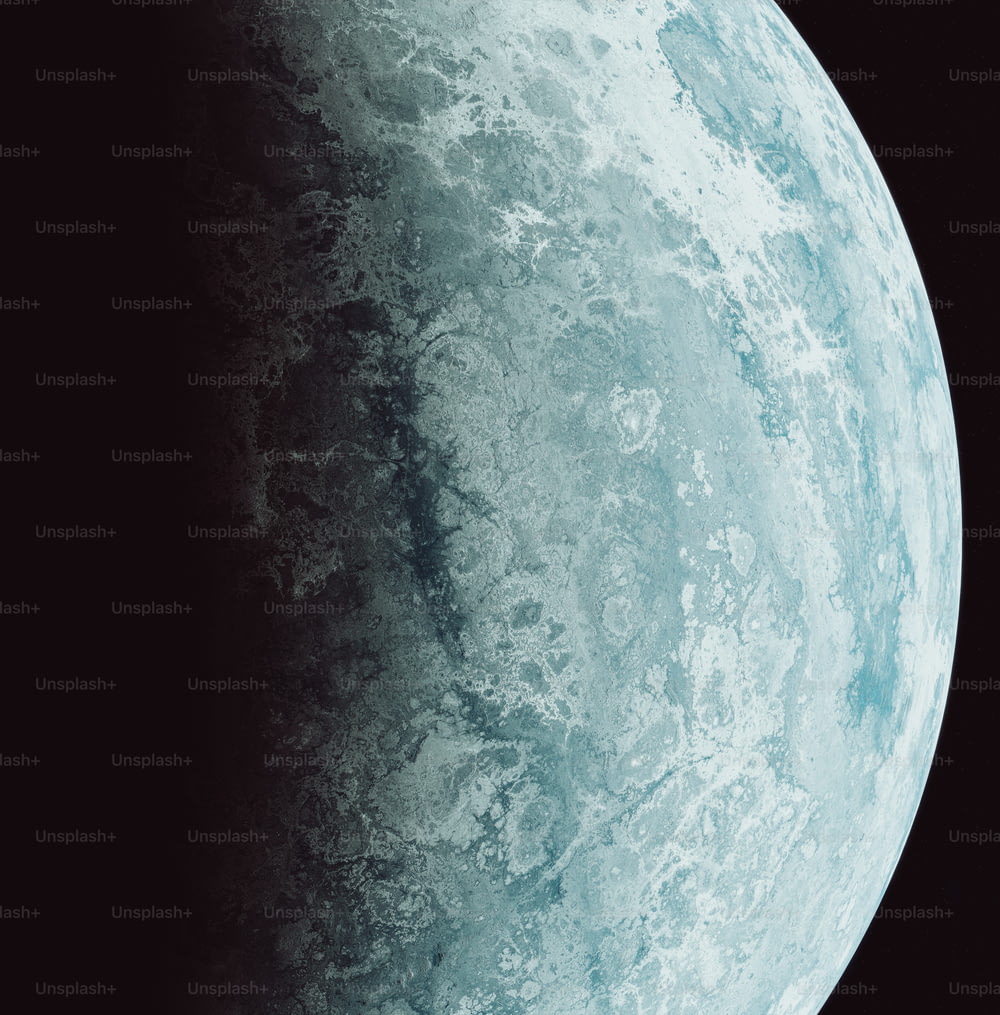 um close up da superfície de uma lua azul