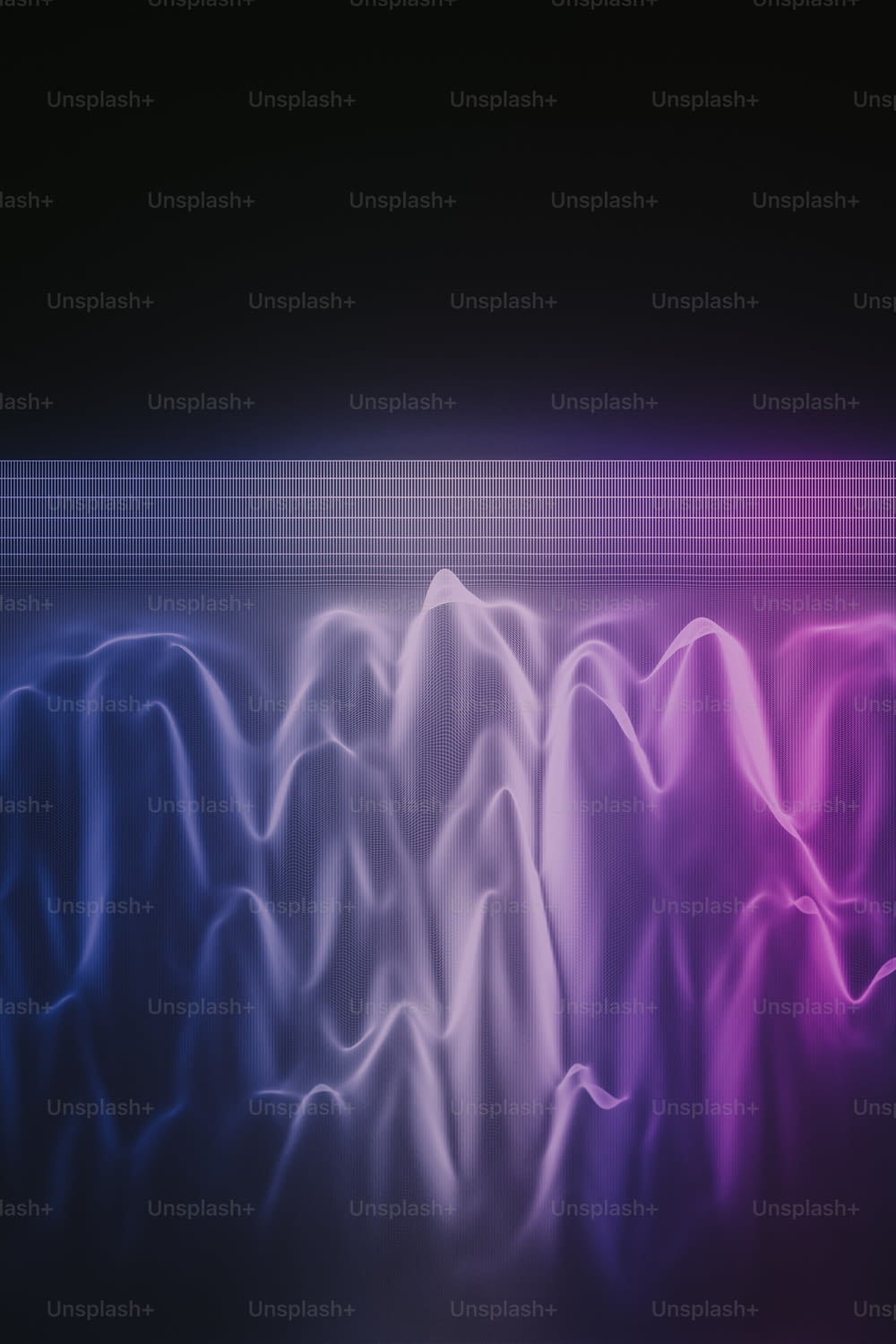 Un'immagine generata al computer di un'onda in viola e blu