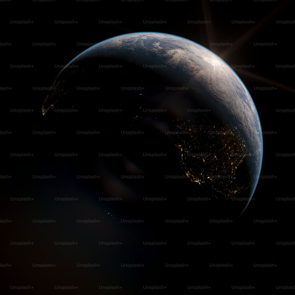 uma vista da Terra do espaço à noite