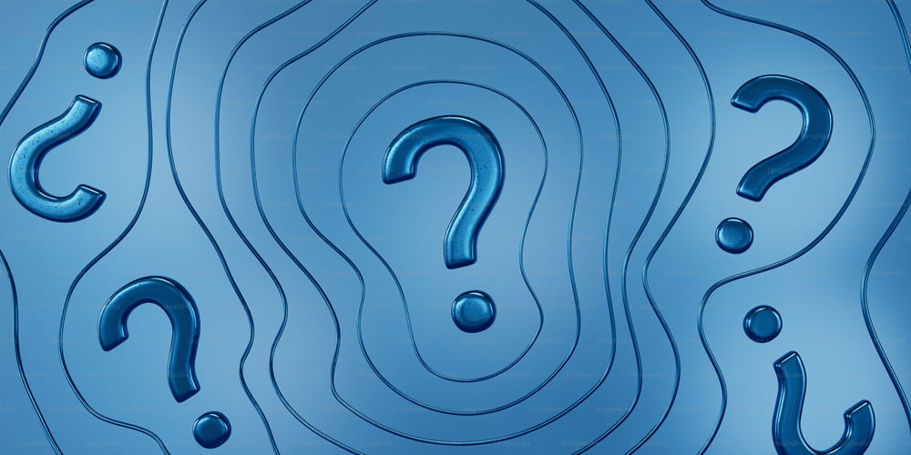 a blue background with question marks on it