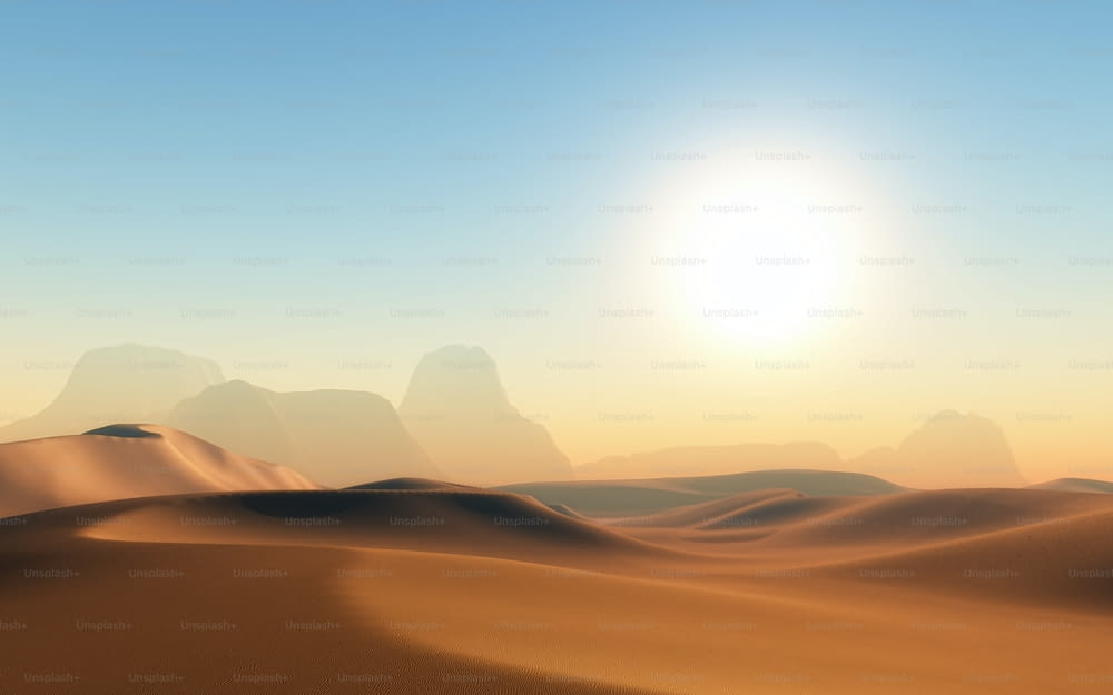 Rendering 3D di una scena desertica di sabbia calda