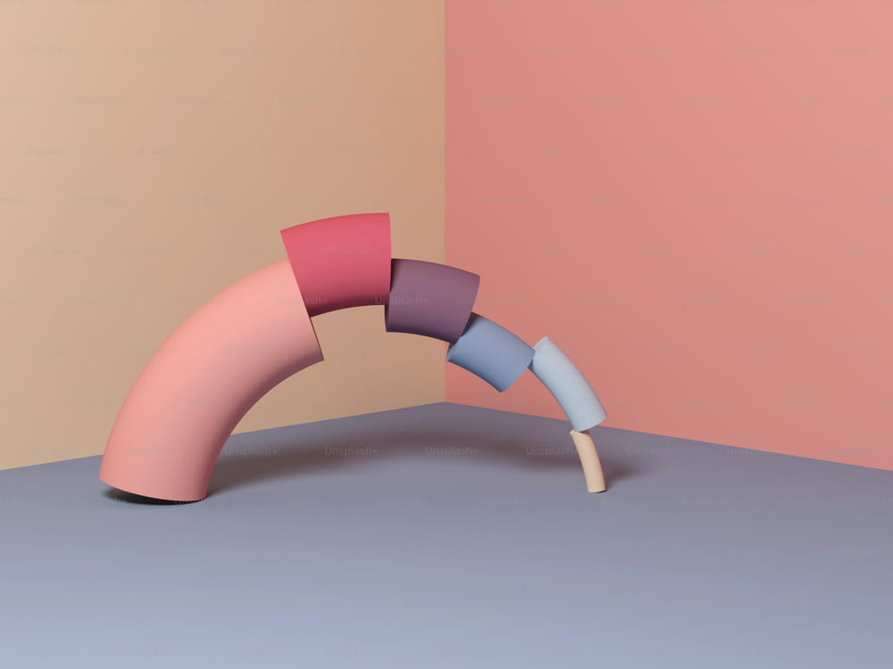 Instalación de bodegones de equilibrio abstracto. Ilustración de renderizado 3D