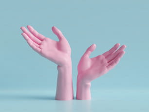 3d render, female hands isolated, jewelry shop display, minimal fashion background, mannequin body parts, helping hands, show, presentation, pink blue pastel colors