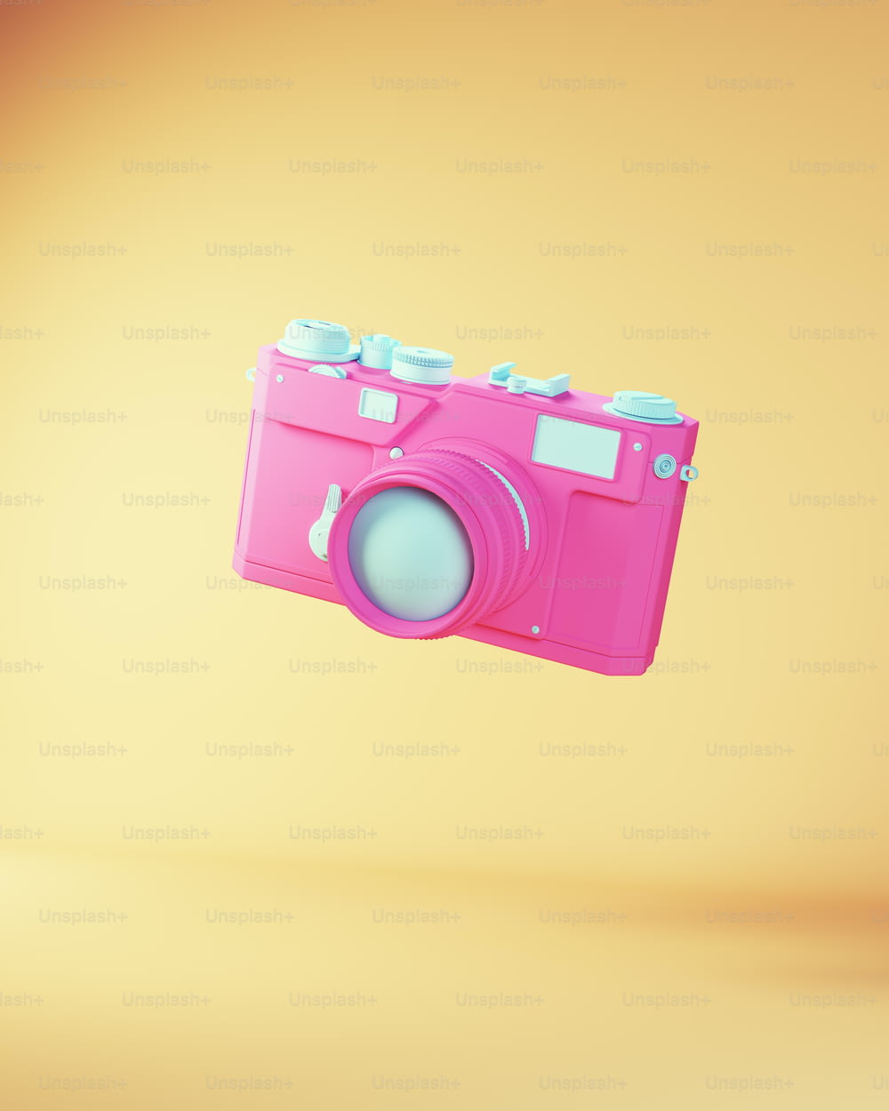 Blue Pink Vintage Camera Lens Traditional Photography Equipment Snapshot Photograph 3d illustration render
