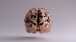 Bronze Cérebro futurista Inteligência Artificial Front View 3d ilustração 3d render