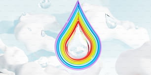 a multicolored drop of water surrounded by bubbles