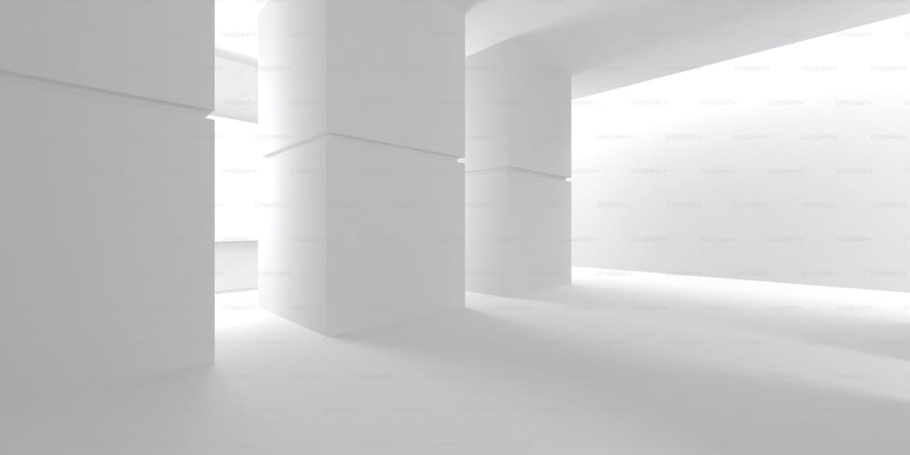 Futuristischer weißer Architektur-Design-Hintergrund. Baukonzept. 3D-Render-Illustration